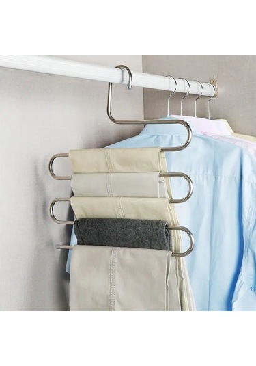 Geekyou Stokelemeyi Kolaylaştıran Paslanmaz Çelik S-şekilli Çanta, Pantolon, Eşarp Ve Kemer Organizatörü - 5 Adet Simultane Saklama Kapasitesi Gümüş