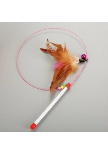 Çıngıraklı Tüylü 90 CM Kedi Oyun Oltası Çok Renkli