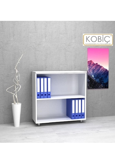 Kobiç Ofis Dosya Dolabı Raflı Suntalam Dolap 80x35x80 Cm Beyaz Beyaz