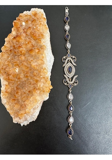 Otantik Safir Ve Zirkon Taşlı 18 Cm Gümüş Bileklik 925 Ayar