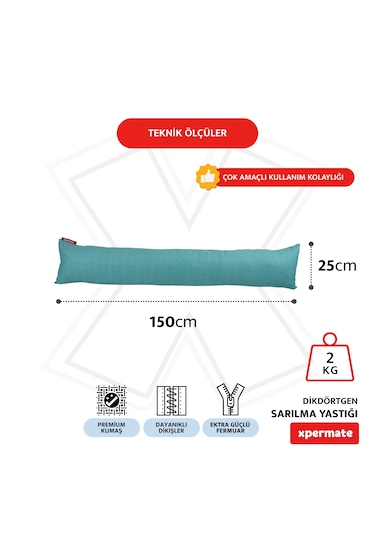 Xpermate Sarılma Yastığı, Bacak Arası Yastığı Dikdörtgen Açıkmavi