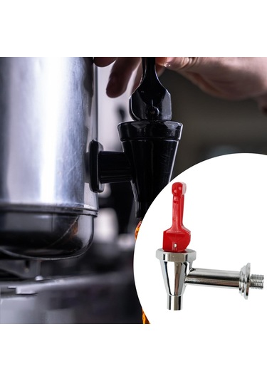 Homyl Kahve Sıcak İçecek Musluğu Paslanmaz Su Sebili Kova Cam Kırmızı