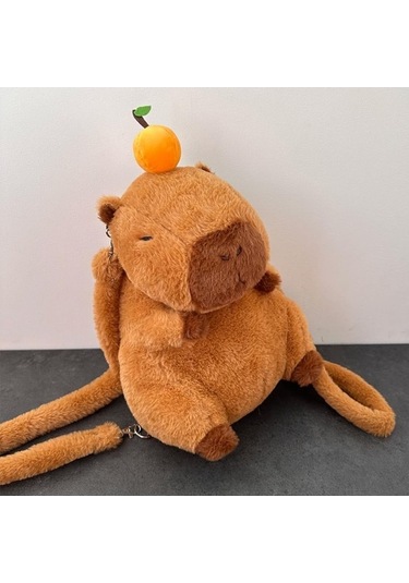 Fastbuy Küçükler İçin Yumuşak Kapybara Figürlü Çift Omuzlu Çanta, Askılı Kayışlı Canlı Desenli Gündelik Çantamız Çok Renkli Çok Renkli