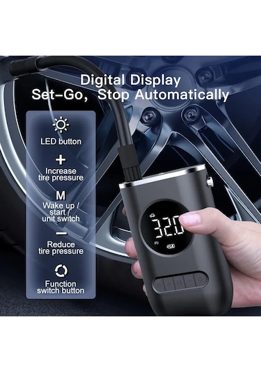 Dinosaurs Yeni Mini Araba Hava Pompası Taşınabilir Mini Kendinden Tahrikli Elektrikli Lastik Pompası El Kablosuz Dijital Ekran Şarj Pompası