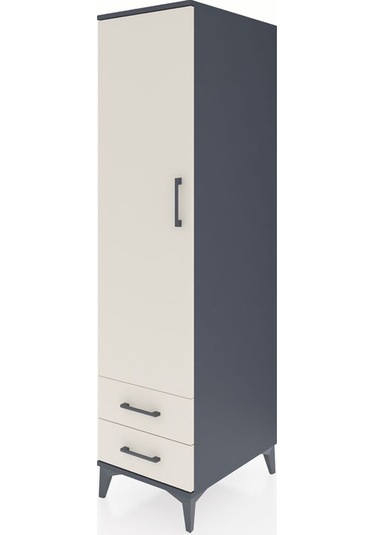 Kronos Dolap 4 Raflı 2 Çekmeceli Tek Kapaklı 44x59x182 Antras... Antrasit