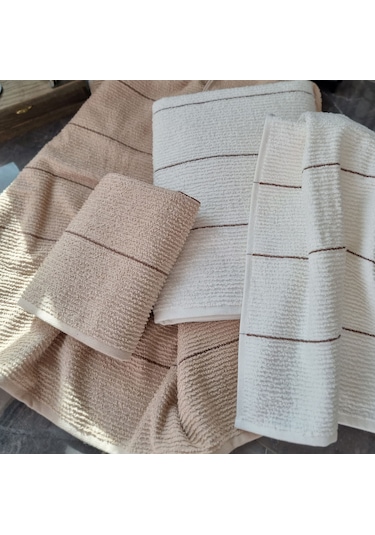 Sahara 50 x 85 ve 70 x140 CM 4'lü Banyo Havlu Set Bej - Krem