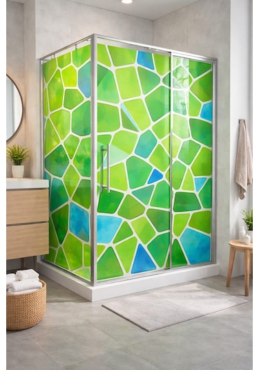 Vitray Desen Yapışkanlı Şeffaf Folyo 67cmx 2 Metre Açık Yeşil