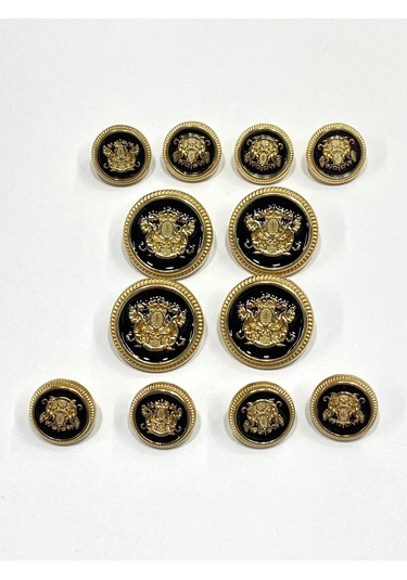 Blazer Ve Trençkot Ceket Düğmesi Takımı 4+8 Set /arma Model - Gold Siyah