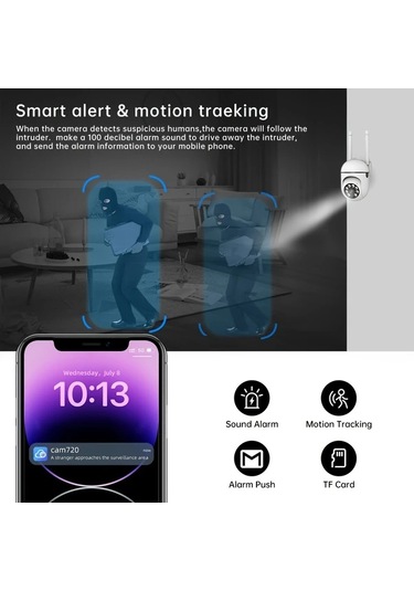 Xuweiwei Jooan Kablosuz Renkli Gece Görüşlü Ab2 32g Card Güvenlik Kamerası Çift Yönlü Ses Dönebilir Hareket Algılama Wifi 1080p Hd