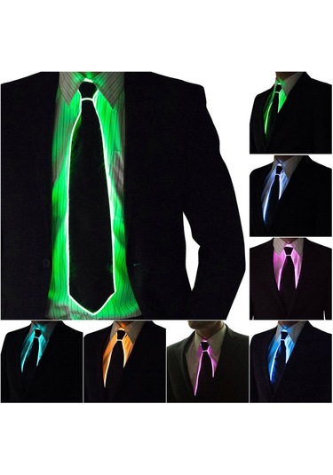 Moveevo Mor Led Işıklı Kravat - Pabuc İle Ayarlanabilir Boyut - Bar, Konser, Parti Atmosfer Aleti - Poliester Malzeme