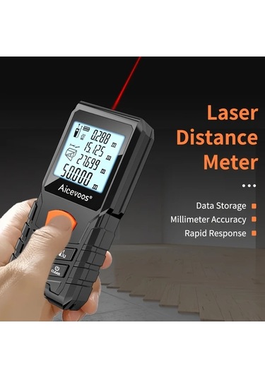 Elmpaly Aıcevoos Yüksek Hassasiyetli Dijital Lazer Mesafe Ölçer 50 120m 100m 328ft Endüstriyel Ölçüm Lastik Kılıf Pil İle