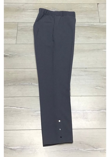 Scuba Yanlardan Cepli Önü Dikişli Paçası Çakmalı Beli Lastikli Büyük Beden Pantolon Gri