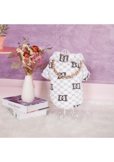 Vkemall Kışlık Kalın Kuşaklı Köpek Montu - Puf Malzeme Isı Sağlar - Teddy, Shih Tzu, Chihuahua İçin Beyaz M Beden