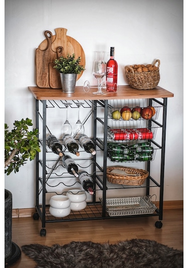 ÇOK AMAÇLI ADA MASA METAL MUTFAK BAR BANGO TEKERLEKLİ SEBZELİK