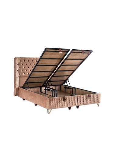 Elegance Lüks Baza Ve Başlık Seti 140x190 Cm Çift Kişilik Krem Babyface Kumaş Baza Ve Başlık Takımı