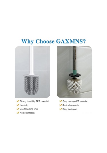 Vkemall Duvar Takılı Silikon Tuvalet Fırçası Seti - Esnek 360 Baş Ve Uzun Sap İle Köşeleri Kolay Temizleyen Beyaz Beyaz