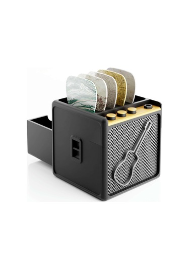 Dofolink Siyah Pla Gitar Pena Saklama Kutusu - Simülasyon Hoparlör Masaüstü Dekoratif Aksesuar Hediyelik