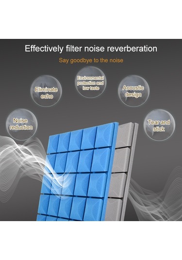 Sones 50x50x5cm Piramit Stil Kayıt Stüdyosu Davul Video Odası Ses Yalıtım Levhası Susturucu Pamuk Kırmızı