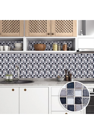 10 Adet/takım Kendinden Yapışkanlı Mozaik Tarzı Simülasyon Kiremit Duvar Çıkartmaları Oturm Banyo Güzel Duvar Sticker Dğ. 56759508 Diğer