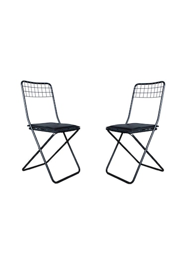 Nr Katlanır Sandalye, Ofis Balkon, Bahçe Katlanır Sandalyesi 2 Adet Siyah