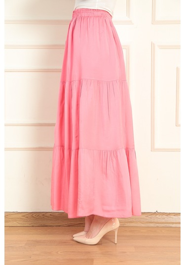 Modaplaza Kadın Fırfırlı Uzun Etek- Çok Renk K20YGLSFIRETKPEMBE Pembe
