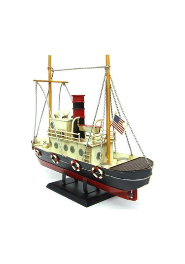 Dekoratif Retro Metal Balıkçı Teknesi Vintage 33cm No.2