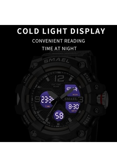 Novahub Smael 8008 Doğa Sporları Küçük Boyutlu Su Geçirmez Aydınlık Erkek Saati Siyah Mavi Çok Renkli Çok Renkli