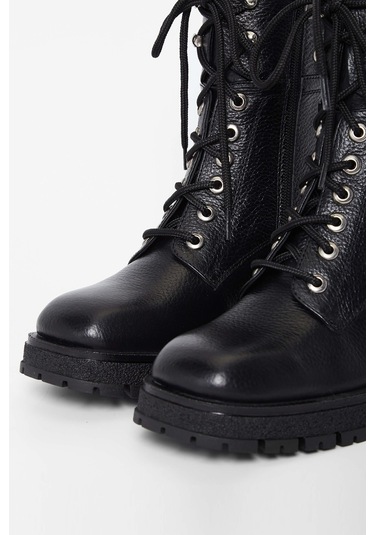 Tamer Tanca Kadın Hakiki Deri Siyah Casual Bot 33 27513 Bn Bot Sk23/24 Sıyah Fltr Siyah