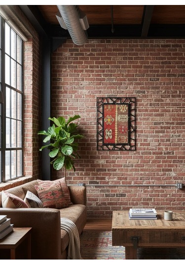 Modern Çerçeveli 60 Yıllık Antika Malatya Kilim Tablo