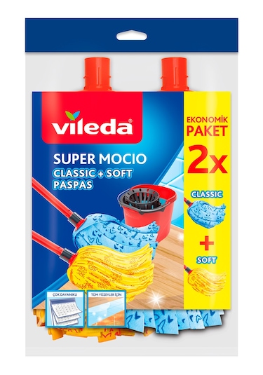 Vileda Supermocio Klasik + Ahşap Yedek Paspas 6 x 2'li
