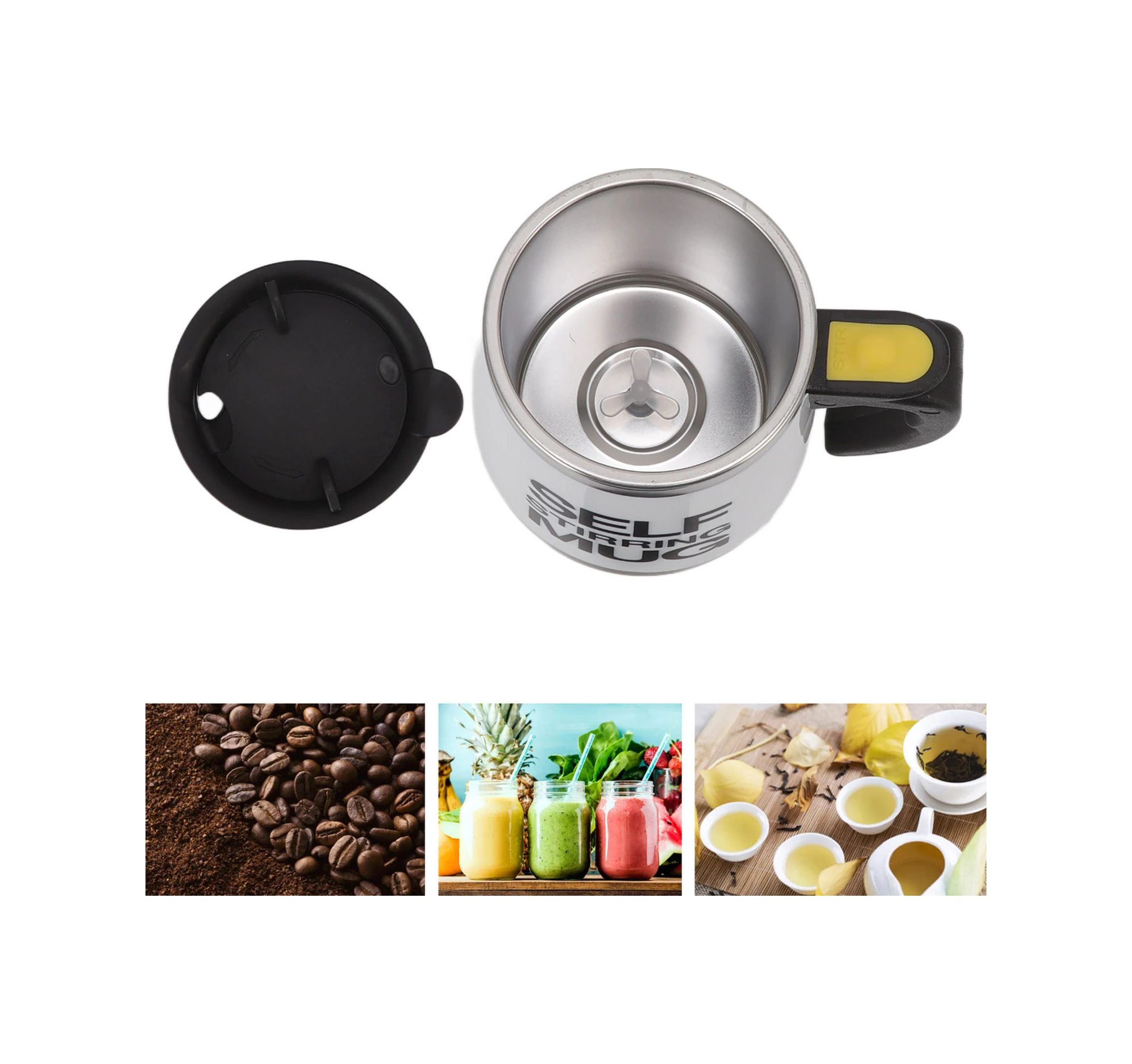 Fosenze Otomatik Karıştırıcı Siyah Kupa - Paslanmaz Çelik, Sessiz Teknoloji, 400ml, Kahve/çay İçin, Ev/ofis/seyahat Uygun Siyah