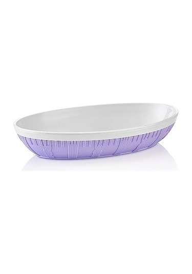 Motifli Oval Kayık Tabak Salatalık Çerezlik Taba 16.7x23.3x4.2 Cm N11.194