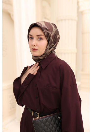 Silk Home Twill İpek Eşarp 11462-07 Kahverengi, Vizon