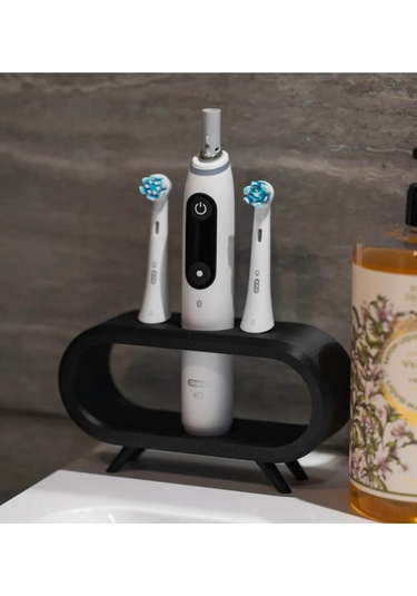 Pilli Ve Şarjlı Diş Fırçası Tutucu Stand 2+1 Siyah Tüm Modellere Uyumlu Siyah