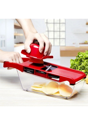 Jialan Mutfak Çok Fonksiyonlu Sebze Kesici Dilimleme Parçalayıcı Kırmızı