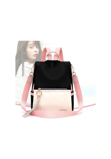 Bej&Siyah Yogodlns Kadın Kızın Patchwork Kontrast Renk Naylon Sırt Çantası Seyahat Okul Çantası Omuzdan Askili Çanta Sırt Çantası Sırt Çantası Yeni Bej - Siyah