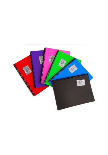 3 Adet A4 Plastik Pp Kapak Spiralli 72 Yaprak Kareli Defter Attac