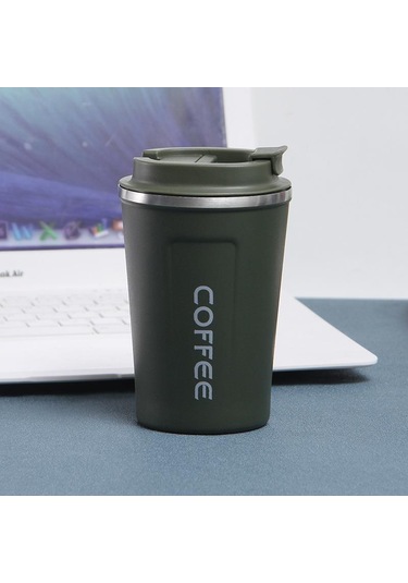 Yeşil 304 Paslanmaz Çelik Vakum Bardak Açık Eğlence Su Bardağı Basit Çay Bardağı Araba Ofis Kahve Fincanı 301-400ml