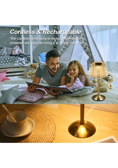 Springsun Led Kablosuz Masa Lambası Şarj Edilebilir Masa Lambası Dokunmatik Kontrol 3 Işık Rengi Kademesiz Kısılabilir Gece