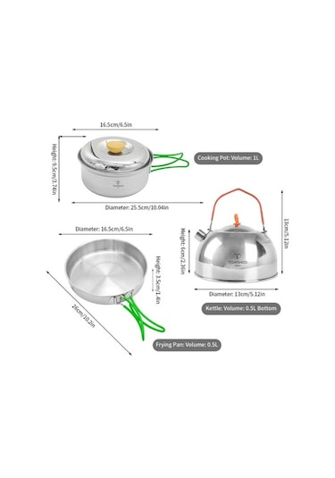 Createtech Uyumlu Tüm Tencereler İçin Skycıty Taşınabilir Set Paslanmaz Çelik Ocak Kampçılar İçin Hafif Gümüş 12 & Kh Gümüş