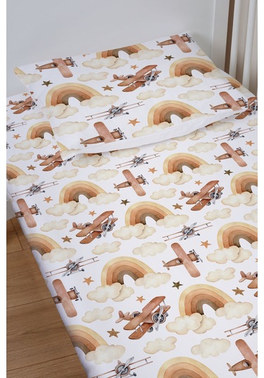 Organik Bebek Boy Lastikli Çarşaf Seti 60x120 - Uçan Hayal