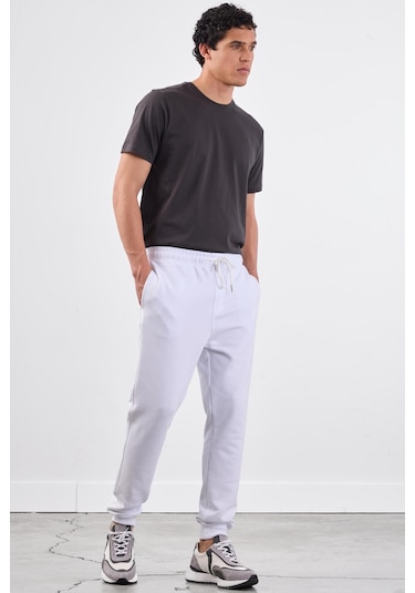 Dufy Beyaz Erkek Eşofman Altı - Regular Fit Beyaz