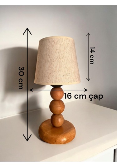 Bohem Ahşap Ayaklı Abajur - Beyaz Beyaz