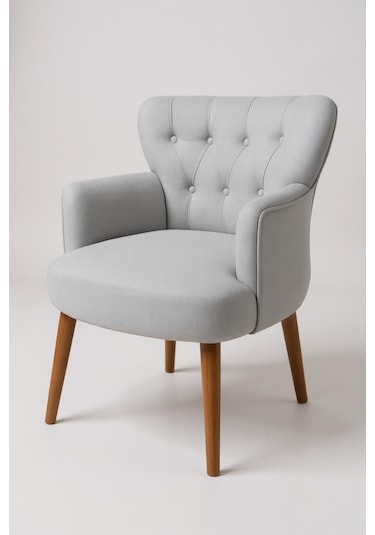 Roma Berjer - Modern Tekli Koltuk - Babyface Kumaş - Gümüş Gri