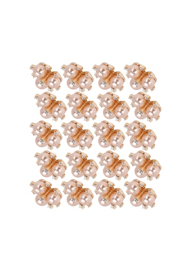 Lemestar Şampanya Rengi 3 İmitasyon İpek Çiçek, Cam Taşlı Broş, Gömlek Yaka/üst Dekorasyon, 20 Adet, Dikiş/çapaklı Kullanim, El Yapımı Aksesuar Malzemesi Çok Renkli