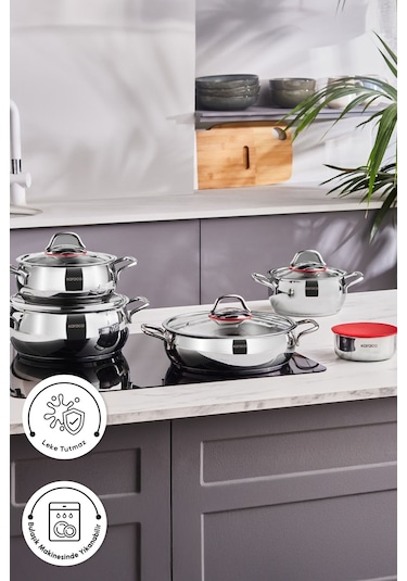 Karaca  Emirgan Xl İndüksiyon Tabanlı 10 Parça Saklama Kaplı Çelik Tencere Seti