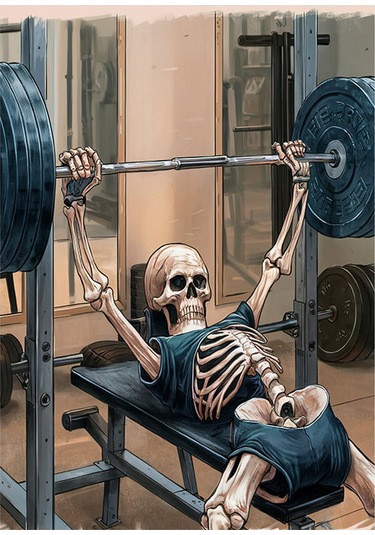 Halter Kaldıran İskelet Desenli Ahşap Tablo 35cm X50cm