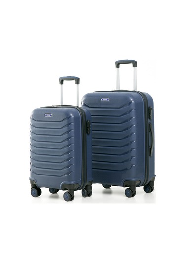 Yefa Pp Polipropilen Kırılmaz Orta & Kabin Boy 2'li Valiz Seti Lacivert