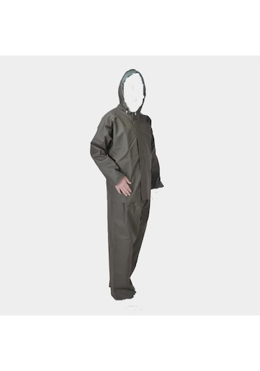 Haki Fermuarlı Su Rüzgar Geçirmez Alt Üst 3XL Yağmurluk Haki