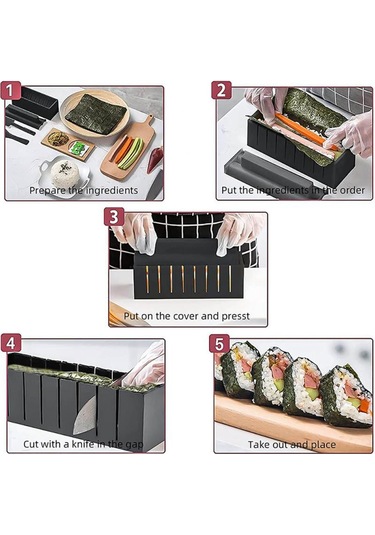 Wezone 10 Parça Sushi Oluşturma Seti - Yemek Dereceli Pp Malzeme İle 8 Farklı Şekil, Basit Kullanim, Hızlı Şekillendirme, Uygun Boyut Ve Temizleme Kolaylığı Çok Renkli